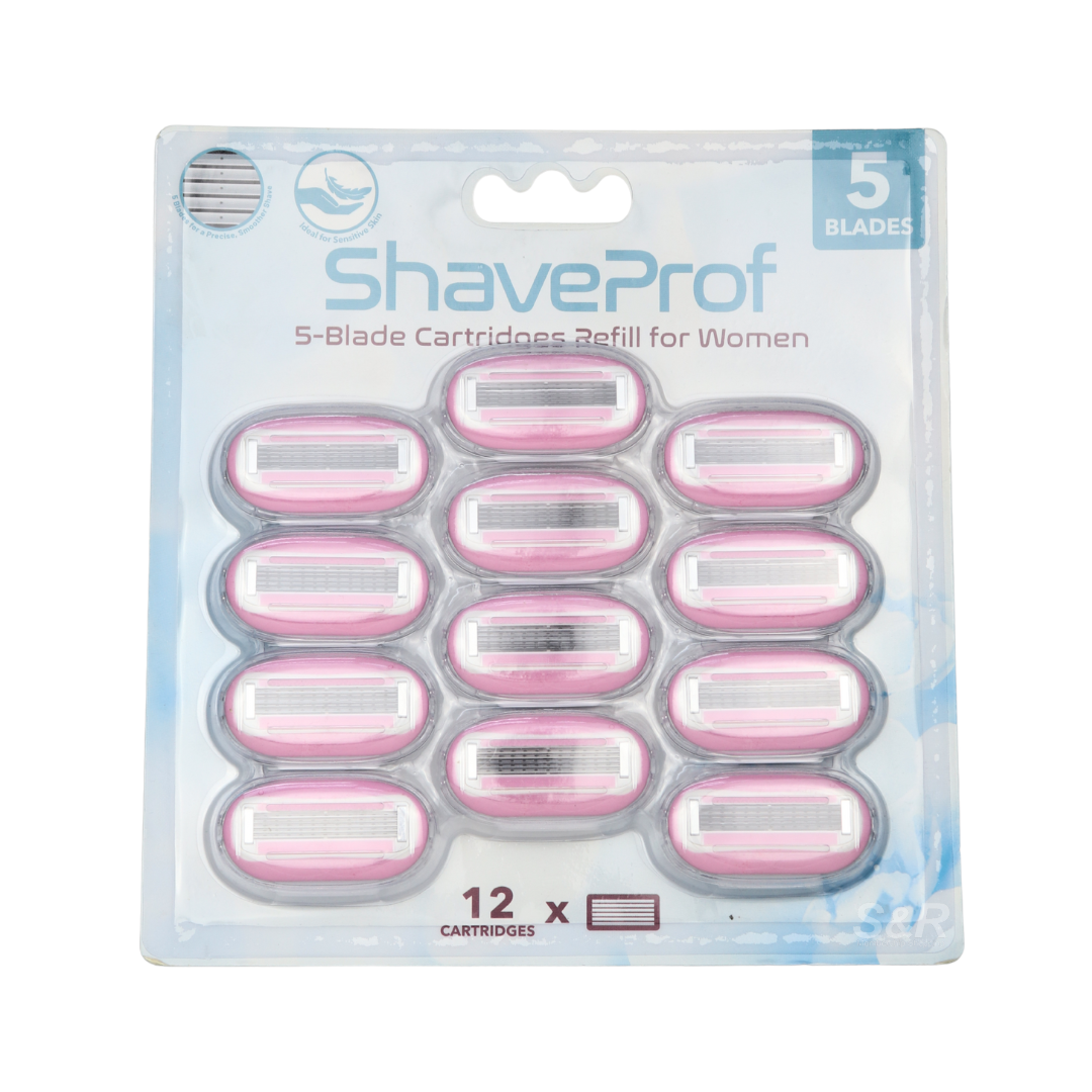 Shave Prof 5-blade Cartridges Refill for Women 12 pieces